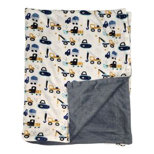 Elle & Jaye Baby Blanket Blue ,White & Gray Construction Trucks Soft